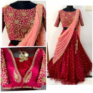 Buy Delightful Designer Net With Heavy Worked Blouse At Globaltipsgroup