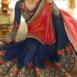 Buy Attractive Pink Paper Georgette Designer Saree At Globaltipsgroup