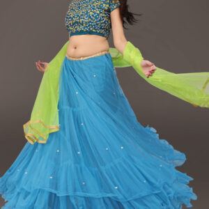 Buy Ravishing Deep Sea Color Net Lehenga by Globaltipsgroup