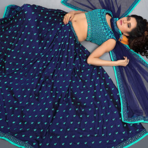 Diana Penty Blue Banglori Silk Thread Work Lehenga Choli by Globaltipsgroup