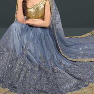 Irresistible Grey Embroidered Hand Work Lehenga by Globaltipsgroup
