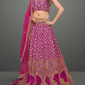 Fetching Maroon Taffeta Silk Lehenga Choli by The Indian Brodal
