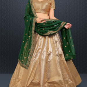 Solid Golden Gota Jari Work Lehenga Choli by Globaltipsgroup