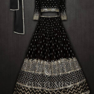Buy Partyblack Georgette Sequence Embroidered Lehenga Choli by Globaltipsgroup
