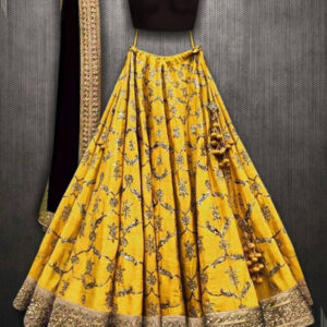 Buy Sana Silk Yellow Color Embroidered Lehenga Choli by Globaltipsgroup