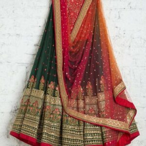 Winsome Dark Green Georgette Sequence Work Lehenga Choli by Globaltipsgroup