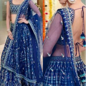 Buy Kriti Sanon Blue Taffeta Satin Silk Thread Work Lehenga Choli by Globaltipsgroup