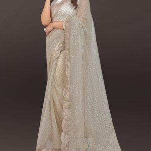 Diva White Sequence Embroidered Saree by Globaltipsgroup