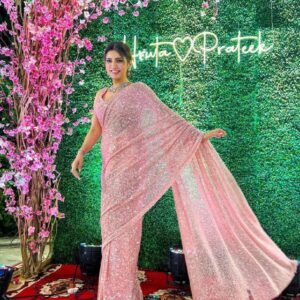 *_NEW PARTY WEAR SEQUANCE EMBROIDERED WORK SAREE WITH WORK BLOUSE *_