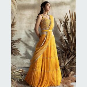 *DESIGNER COLLECTION BLOOMING FAUX GEORGETTE LEHENGHA CHOLI SET *