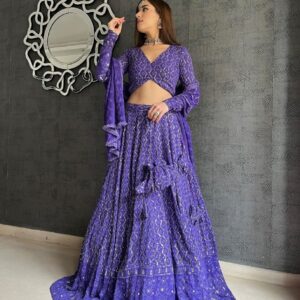 *DESIGNER COLLECTION GEORGETTE HEAVY SEQUENCE EMBROIDERY WORK LEHENGHA CHOLI SET *