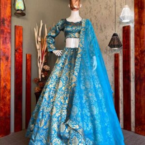 *YANKITA KAPOOR DESIGNER FANCY LOOK JAQUARD BANARASI SILK LEHENGA CHOLI WITH DUPATTA *