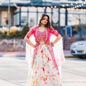 *New Designer printed Ruffle lehengha with heavy blouse and dupatta*