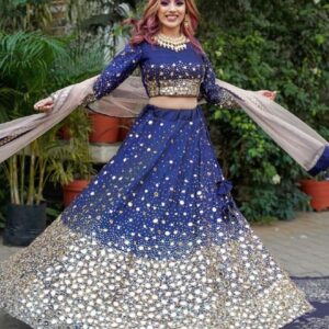 *HERE WE ARE LAUNCHED NEW FANCY FULL HEAVY EMBROIDERY WORK WITH REAL MIRROR LEHENGA CHOLI SET WITH DUPATTA*