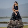 *BEUTIQUE STYLE DESIGNER BLACK GEORGETTE LEHENGA CHOLI WITH BLOUSE*