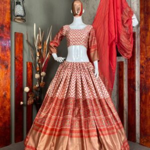 * BEUTIQUE STYLES SATIN ZARI DESIGNER PRINTED LEHENGA CHOLI WITH DUPATTA *