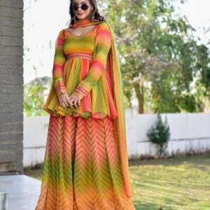*DESIGNER EXCLUSIVE BEAUTIFUL PRINTED GEORGETTE SUIT NEW LOOK STYLE WITH PLAZO AND DUPATTA*