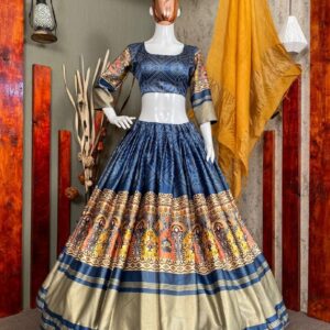 * BEUTIQUE STYLES SATIN ZARI DESIGNER PRINTED LEHENGA CHOLI WITH DUPATTA *