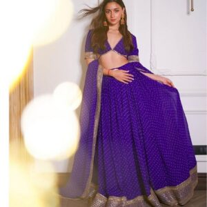 *BOLLYWOOD STYLE DESIGNER PRINT GEORGETTE LEHENGA CHOLI WITH BLOUSE*
