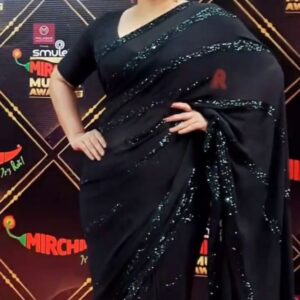 *_NEW DESIGNER BOLLYWOOD PARTY WEAR FAUX GEORGETTE SEQUANCE WITH EMBROIDERED WORK SAREE WITH BLOUSE *_