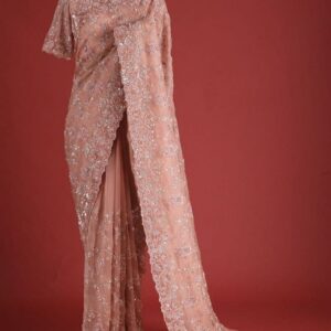 *_NEW TRENDING CORDING SEQUENCE SAREE UNIQUE OUTFIT SEQUENCE EMBROIDERED WORK SAREE ON ORGANZA WITH HEAVY WORK BLOUSE *_