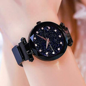 Black Round Diamond Dial with Latest Generation Black Magnet Belt Analogue Watch for Women Pack of – 1 (DM-BLACK05)