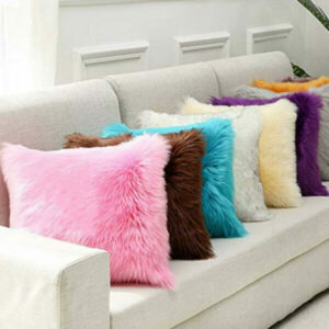 Raedial Arts Soft Fur Pillow for Home Decoration (16×16 inch, Multicolour) – Set of 3