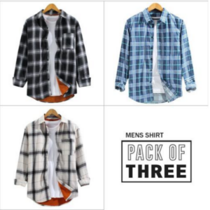 COMBO OF 3 – MEN’S COTTON CHECKERED CASUAL SLIM FIT SHIRT