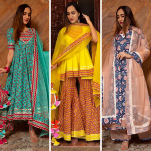 COMBO OF COTTON ANARKALI PLAZO SET
