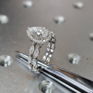Pear Shaped Moissanite Engagement Ring Set Vintage Unique Marquise Diamond Cluster Engagement Rose Gold Ring