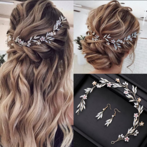 Wedding Hair Accessories Flowers Pearls Bridal Jewelry Wedding Earrings Handmade Headdress Princess Fashion Dress Accessories Gold Jewelry