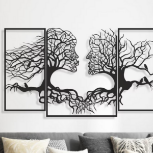 Tree Of Life 3 Panels Metal Wall Art, Tree Faces Wall Decor, Metal Wall Art, Tree Wall Art, Housewarming Gift, Modern Metal Wall Art
