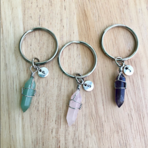 Crystal Keychain, Crystal Initial Key Chain, Crystal Keyring, Initial Key Chain, Healing Crystal, Crystal Key Holder, Personalized W R