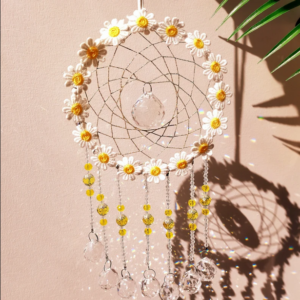 Daisy Flower Sun catcher, Crystal Suncatcher, Hanging Prism, Ornaments, Boho, Window Decor, Aurora Gemstone, Rainbow Maker, Christmas Gifts