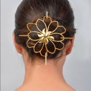 Brass Bun Holder, Hair barrette ,Thick Hair Slide, hair bun pin ,Hair Accessories, Gift for women, Champagne Hair Jewelry Christmas Gift