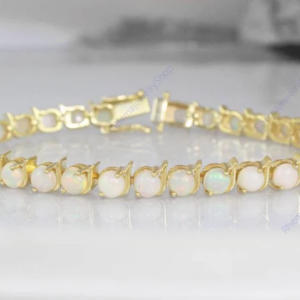 Natural Ethiopian Welo Opal, Tennis Bracelet in Sterling Silver for Women, Opal Gemstone Bracelet, Opal Ring, Anniversary Gift,Gift For her