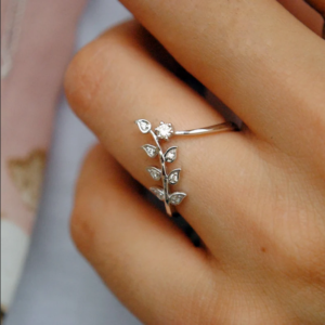 Diamond Vine Leaf Ring, Deep Chevron 14K Gold Bridal Wedding Band, Stack Leaf Vine V Band, Jewelry Gifts