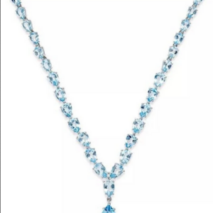 Pear Blue Topaz Tennis Necklace 925 Sterling Silver Necklace Topaz Wedding Necklace Topaz Anniversary Necklace Bridal Necklace Gift For Her