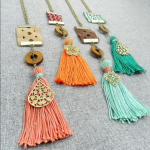 Boho Tassel Necklace - Long Tassel Necklace - Bohemian Necklace - Textile Necklace - Boho Chic Jewelry - Gift for Her/ Spring Jewelry