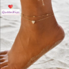 Best Seller Boho Dainty Cute Heart Two Layers Alloy Gold and Silver Anklet Gift for Girlfriend Sister Mother Daughter Her -- Walking Heart!!