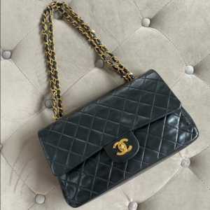 Quilted Lambskin Leather Double Flap Medium Gold Hardware